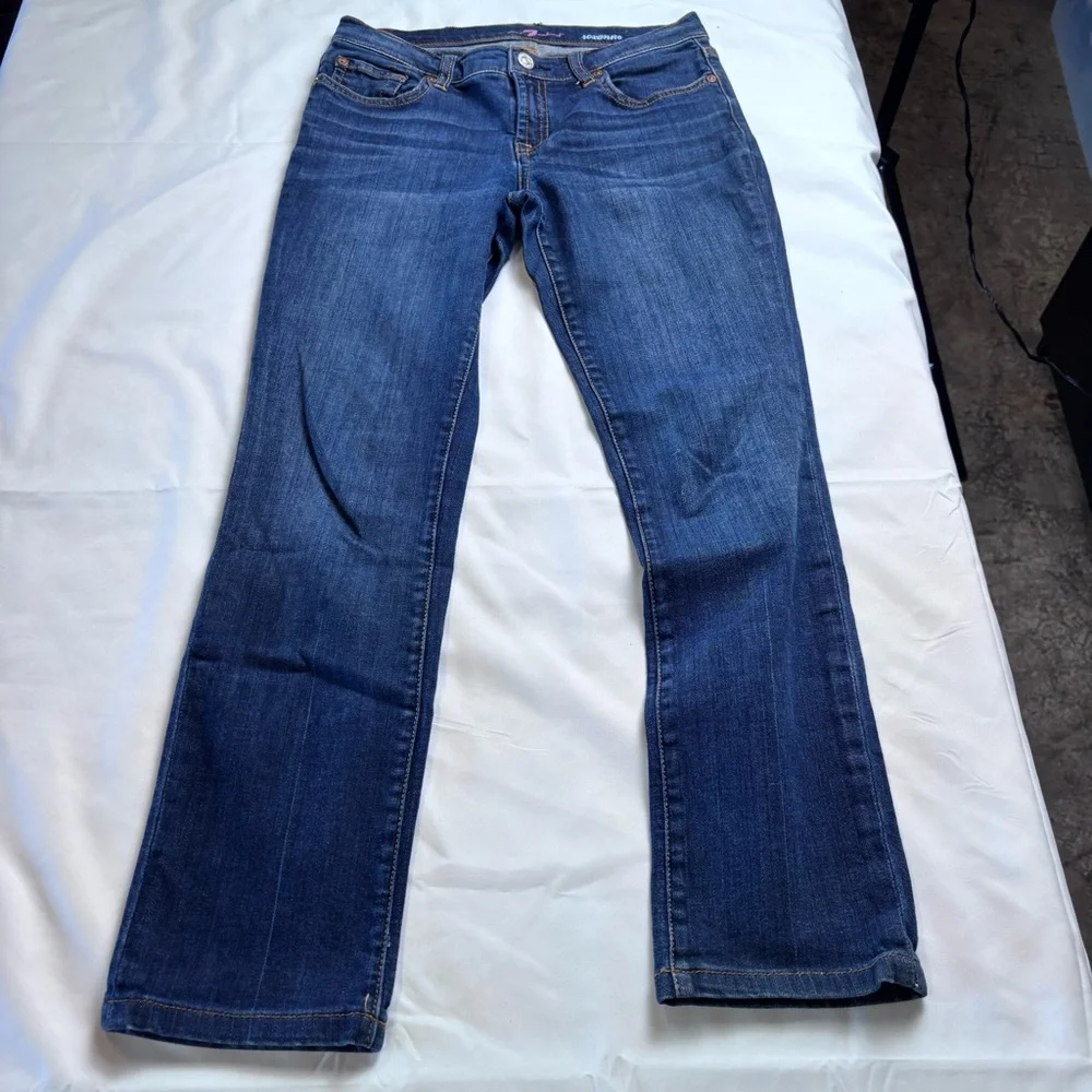 7 For All Mankind Roxanne Women’s Jeans Size 12 Blue Mid Rise Slim Bootcut